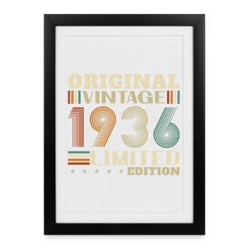 1936 Vintage Rétro Cadeau d’anniversaire - Affiche encadrée (27 × 37 cm) - noir - Devant