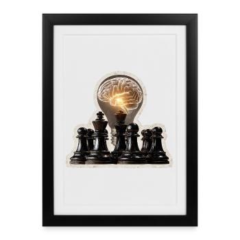 Funny Chess Saying My Brain Plays Chess - Framed poster (27 × 37 cm) - black - Front