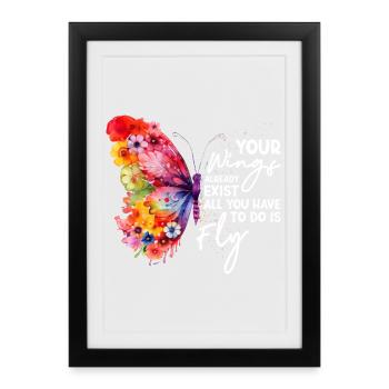 Inspiring butterfly fan graphic - Framed poster (27 × 37 cm) - black - Front