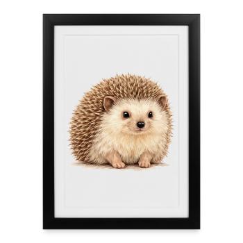 Hedgehog cuddly hero - Framed poster (27 × 37 cm) - black - Front
