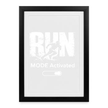 Cadeau de fitness pour la course activée en mode course - Affiche encadrée (27 × 37 cm) - noir - Devant