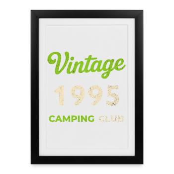 Vintage 1995 – Année de naissance rétro du Camping Club - Affiche encadrée (27 × 37 cm) - noir - Devant