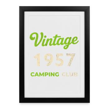 Vintage 1957 – Année de naissance rétro du Camping Club - Affiche encadrée (27 × 37 cm) - noir - Devant