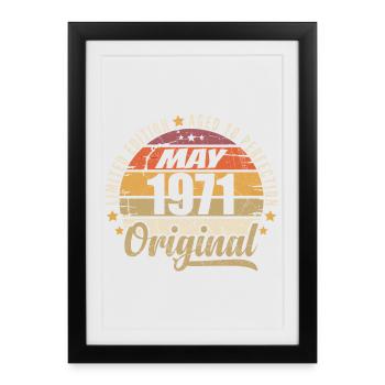 Design Vintage Mai 1971 Édition Limitée Mai 1971 - Affiche encadrée (27 × 37 cm) - noir - Devant