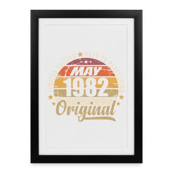 Design Vintage Mai 1982 Édition Limitée Mai 1982 - Affiche encadrée (27 × 37 cm) - noir - Devant