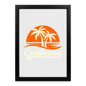 California Palm Trees Sunset - Framed poster (27 × 37 cm) - black - Front