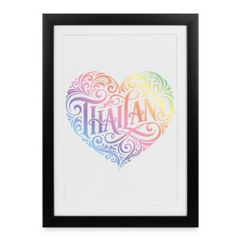 Cœur Thaïlandais Coloré - Affiche encadrée (27 × 37 cm) - noir - Devant