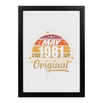 Design Vintage Mai 1981 Édition Limitée Mai 1981 - Affiche encadrée (27 × 37 cm) - noir - Devant