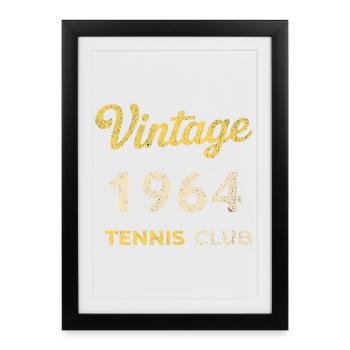 Cadeau d’anniversaire rétro vintage du Tennis Club 1964 - Affiche encadrée (27 × 37 cm) - noir - Devant