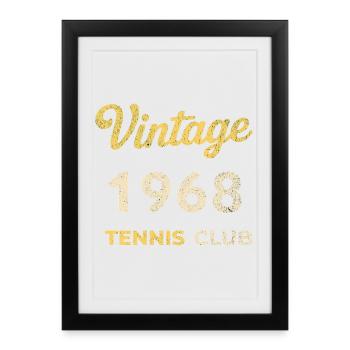 Cadeau rétro d’anniversaire vintage du Tennis Club 1968 - Affiche encadrée (27 × 37 cm) - noir - Devant