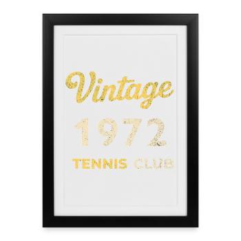 Cadeau d’anniversaire rétro vintage du Tennis Club 1972 - Affiche encadrée (27 × 37 cm) - noir - Devant