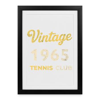 Cadeau d’anniversaire rétro vintage du club de tennis de 1965 - Affiche encadrée (27 × 37 cm) - noir - Devant