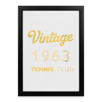 Cadeau d’anniversaire rétro vintage du Tennis Club 1963 - Affiche encadrée (27 × 37 cm) - noir - Devant