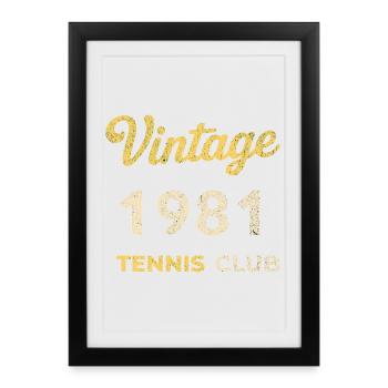 Cadeau d’anniversaire rétro vintage du Tennis Club 1981 - Affiche encadrée (27 × 37 cm) - noir - Devant