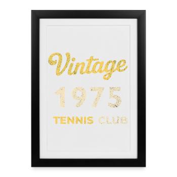 Anniversaire rétro rétro du Tennis Club vintage 1975 - Affiche encadrée (27 × 37 cm) - noir - Devant