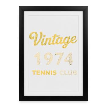 Cadeau d’anniversaire rétro vintage du Tennis Club 1974 - Affiche encadrée (27 × 37 cm) - noir - Devant