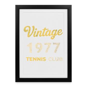 Cadeau d’anniversaire rétro vintage du Tennis Club 1977 - Affiche encadrée (27 × 37 cm) - noir - Devant