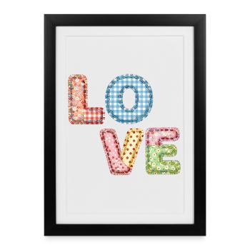 Patchwork Design Patchwork Patchwork Patches colorés - Affiche encadrée (27 × 37 cm) - noir - Devant