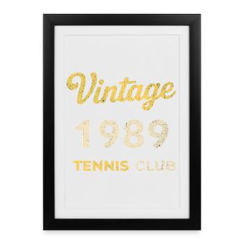 Cadeau d’anniversaire rétro vintage du Tennis Club 1989 - Affiche encadrée (27 × 37 cm) - noir - Devant