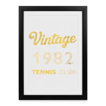 Cadeau d’anniversaire rétro vintage du Tennis Club de 1982 - Affiche encadrée (27 × 37 cm) - noir - Devant