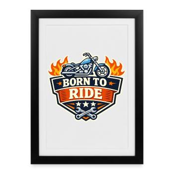 BornToRide Motorcycle Logo - Framed poster (27 × 37 cm) - black - Front