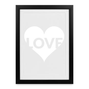Heart Typo Love Design - Framed poster (27 × 37 cm) - black - Front