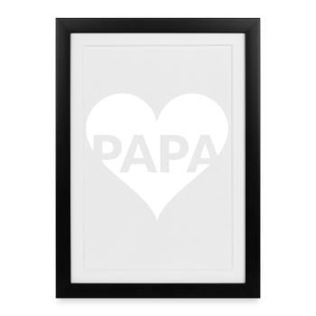 PAPA Herzliebe Design - Gerahmtes Poster (27 × 37 cm) - Schwarz - Vorne