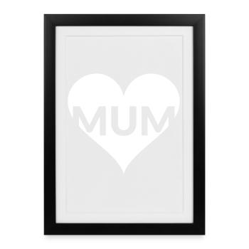 Cœur avec lettres MUM - Affiche encadrée (27 × 37 cm) - noir - Devant