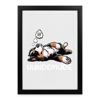 Hundemüde Appenzeller Sennenhund Sennenhunde  - Gerahmtes Poster (27 × 37 cm) - Schwarz - Vorne