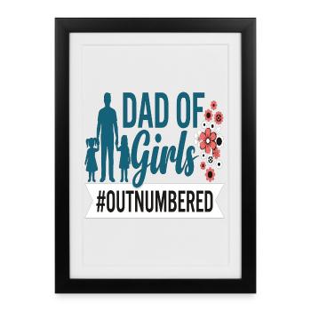 Papa des filles en infériorité numérique Papa fille - Affiche encadrée (27 × 37 cm) - noir - Devant