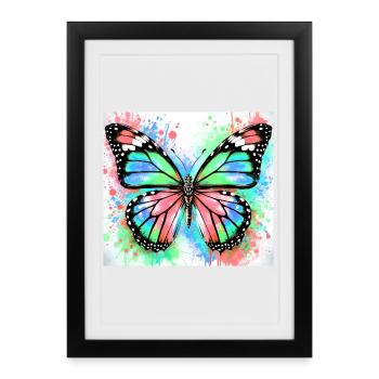 butterfly - Framed poster (27 × 37 cm) - black - Front
