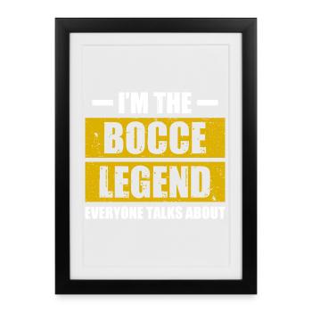 Légende du bocce, joueur de pétanque boule - Affiche encadrée (27 × 37 cm) - noir - Devant
