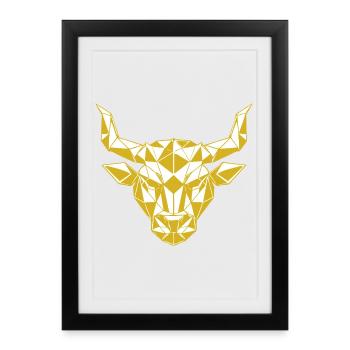 Geometric Gold Bull Head - Framed poster (27 × 37 cm) - black - Front