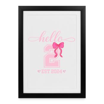 Bonjour 2 Est 2024 Pink Bow Design - Affiche encadrée (27 × 37 cm) - noir - Devant