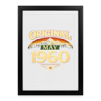 Cadeau du 66e anniversaire Original mai 1960 - Affiche encadrée (27 × 37 cm) - noir - Devant
