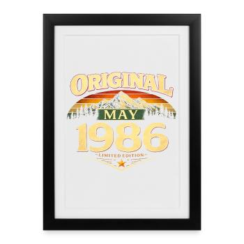 Cadeau de 40e anniversaire Original mai 1986 - Affiche encadrée (27 × 37 cm) - noir - Devant