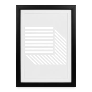 Geometric Diagonal Stripe Mosaic - Framed poster (27 × 37 cm) - black - Front