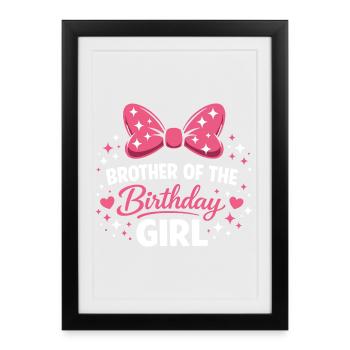 Girl's Birthday Design - Magic Pink Bow and E - Framed poster (27 × 37 cm) - black - Front