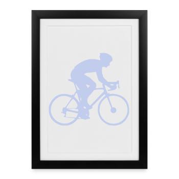 Cyclist silhouette in pastel blue - Framed poster (27 × 37 cm) - black - Front