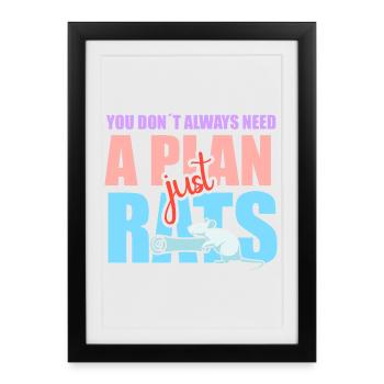 Rat, rat de maison, propriétaire de rats, amoureux des rats - Affiche encadrée (27 × 37 cm) - noir - Devant