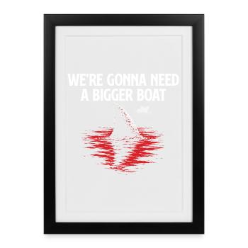 Besoin d’une citation drôle sur un requin plus gros - Affiche encadrée (27 × 37 cm) - noir - Devant