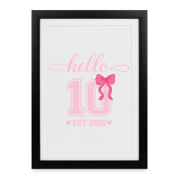 Bonjour naissance de la fille Coquette Bow 10 Est 2016 - Affiche encadrée (27 × 37 cm) - noir - Devant
