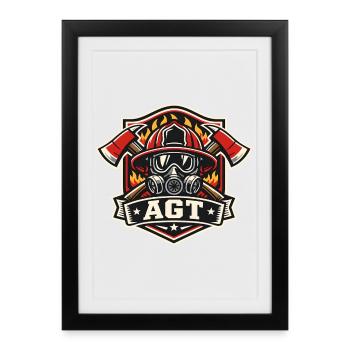 Flame helmet AGT fire brigade logo - Framed poster (27 × 37 cm) - black - Front