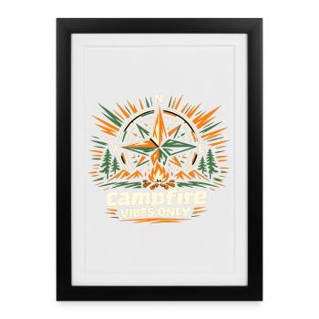 Ambiances de boussole de feu de camp - Affiche encadrée (27 × 37 cm) - noir - Devant