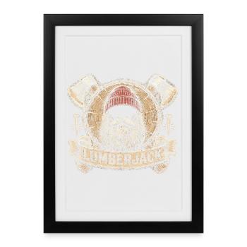 Bûcherons, coupe-arbres, bûcherons, - Affiche encadrée (27 × 37 cm) - noir - Devant