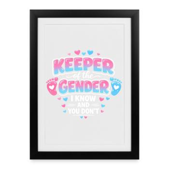 Hüter des Geheimnisses – Geschlechter-Enthüllungs-Partygirl oder G - Gerahmtes Poster (27 × 37 cm) - Schwarz - Vorne
