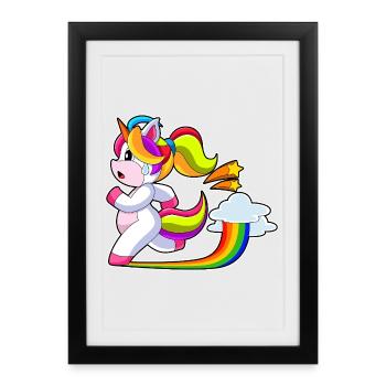 Joggeur licorne sport de jogging - Affiche encadrée (27 × 37 cm) - noir - Devant