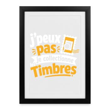 J'peux pas, je collectionne les timbres - Affiche encadrée (27 × 37 cm) - noir - Devant
