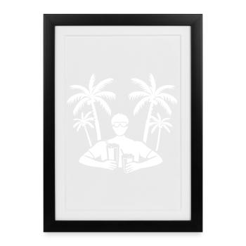 Les vacanciers boivent des fêtes, des palmiers - Affiche encadrée (27 × 37 cm) - noir - Devant