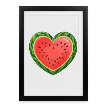 Cœur de pastèque - Affiche encadrée (27 × 37 cm) - noir - Devant